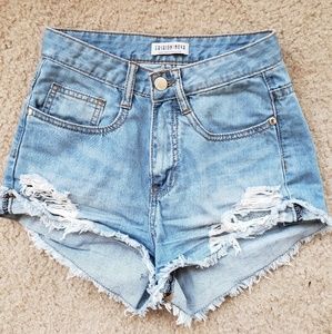 Fashion Nova High-waisted distressed denim shorts